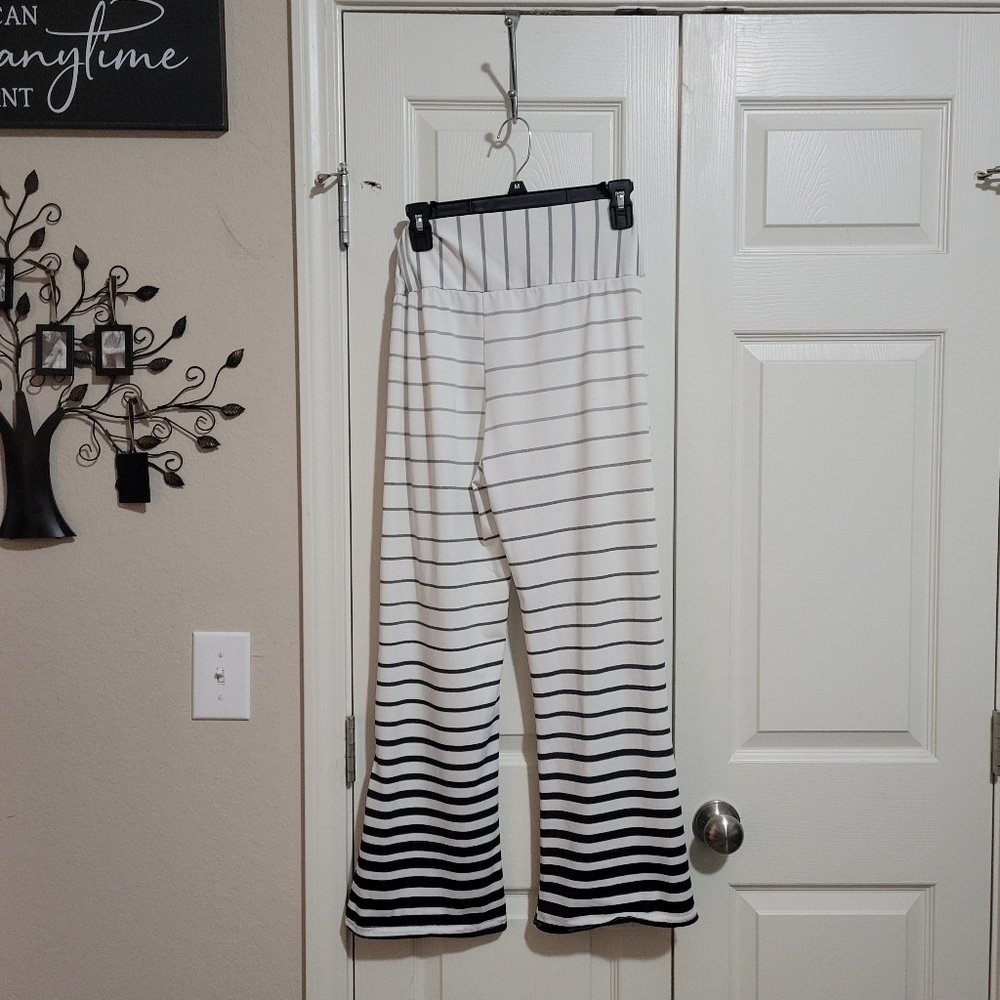 Black and white striped pants small